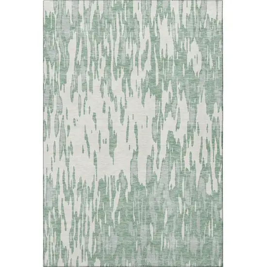 Sage And Ivory Abstract Washable Area Rug With UV Protection Photo 3
