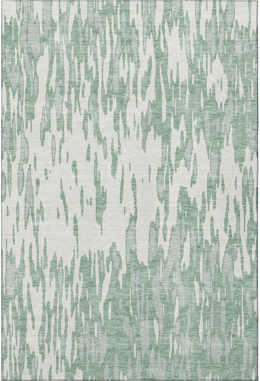 Sage And Ivory Abstract Washable Area Rug With UV Protection Photo 3