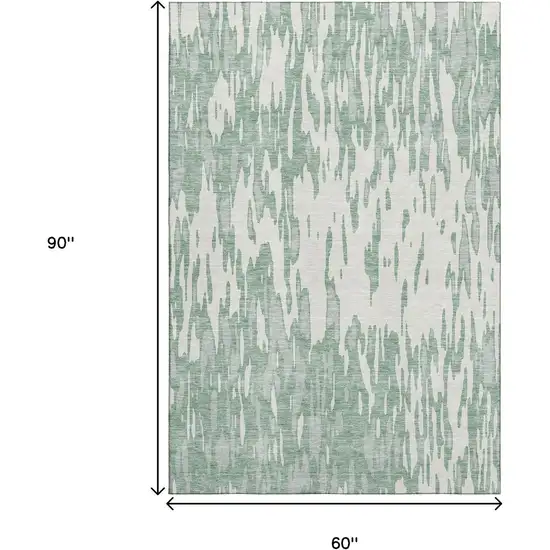 Sage And Ivory Abstract Washable Area Rug With UV Protection Photo 9