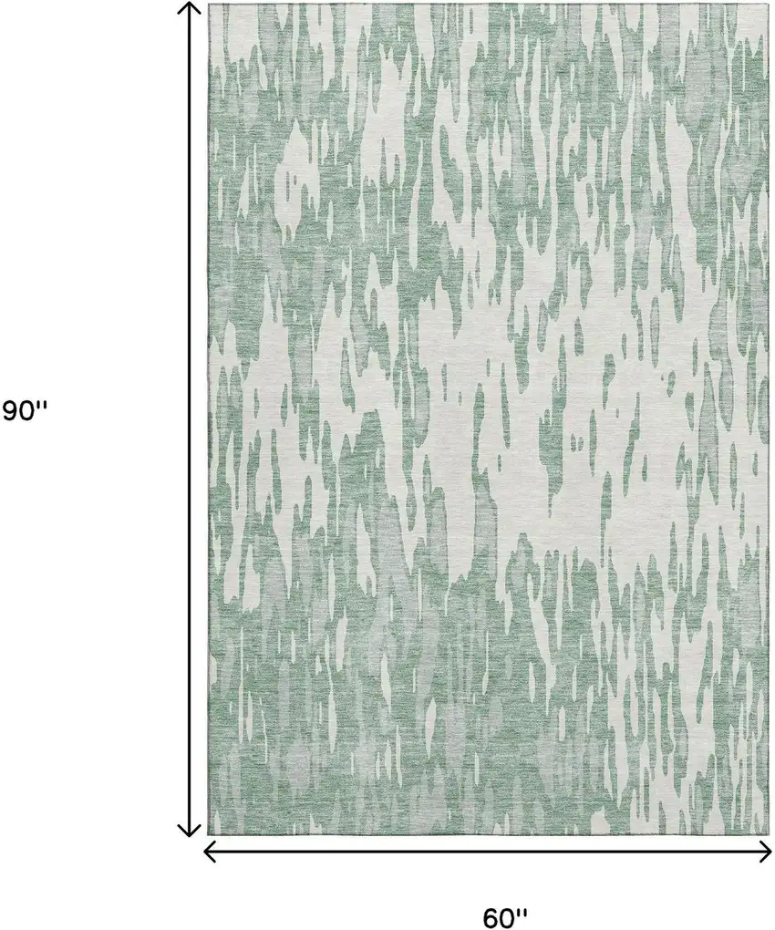 Sage And Ivory Abstract Washable Area Rug With UV Protection Photo 9