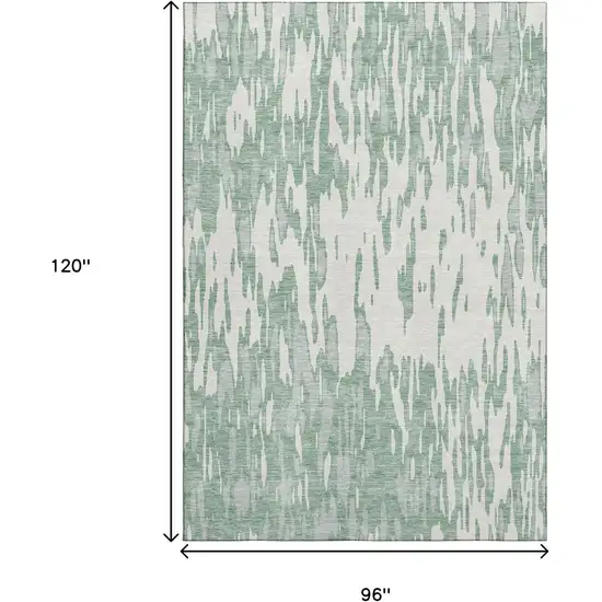 Sage And Ivory Abstract Washable Area Rug With UV Protection Photo 9