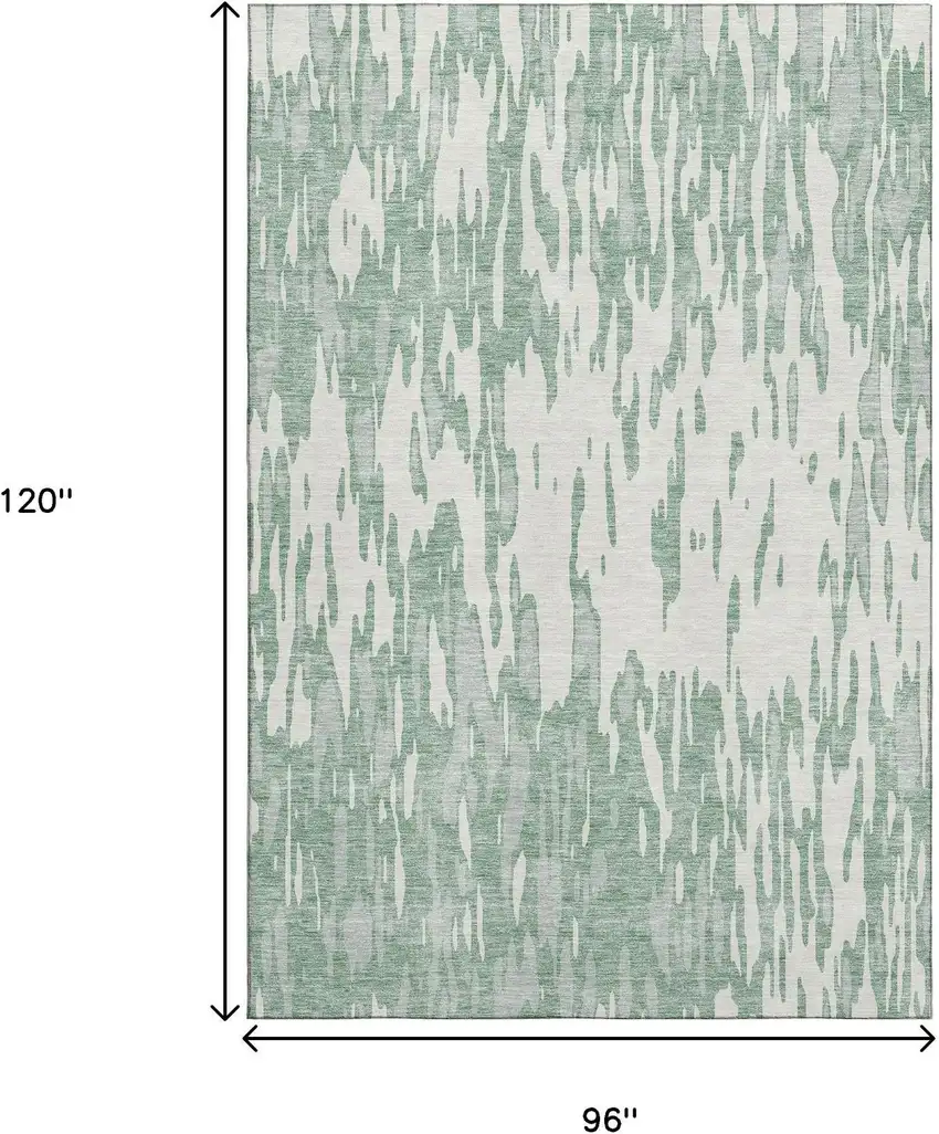Sage And Ivory Abstract Washable Area Rug With UV Protection Photo 9