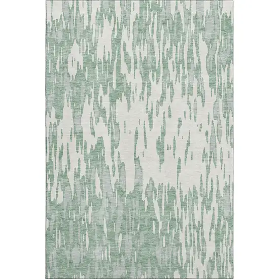 Sage And Ivory Abstract Washable Area Rug With UV Protection Photo 1