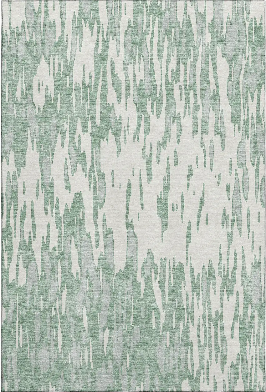 Sage And Ivory Abstract Washable Area Rug With UV Protection Photo 1