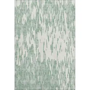 Photo of Sage And Ivory Abstract Washable Area Rug With UV Protection