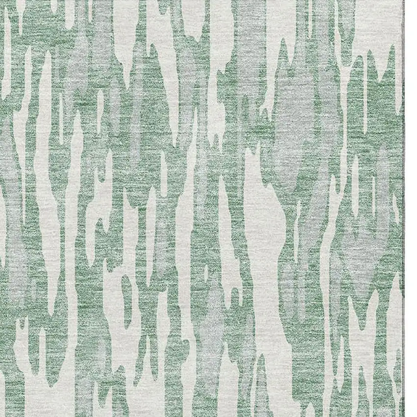Sage And Ivory Abstract Washable Area Rug With UV Protection Photo 3