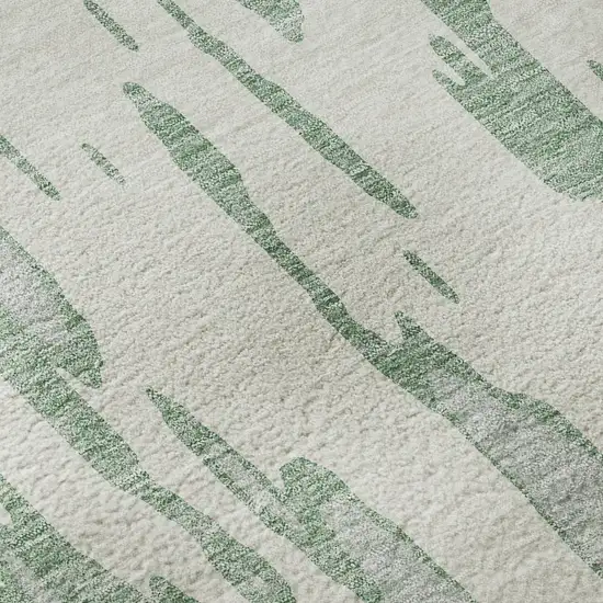Sage And Ivory Abstract Washable Area Rug With UV Protection Photo 9