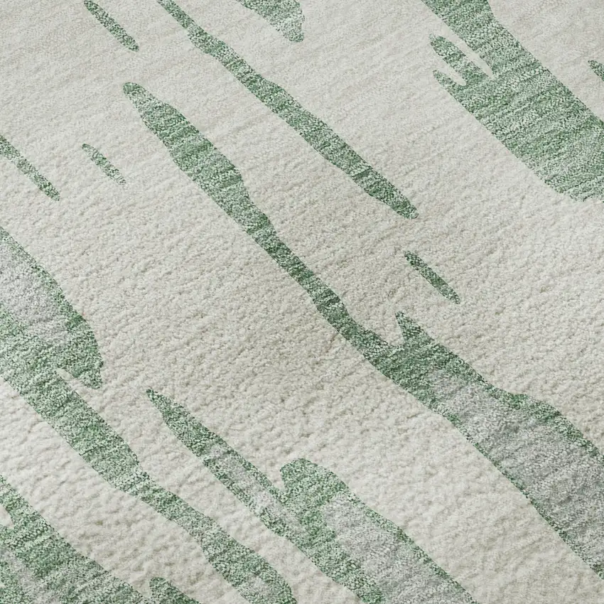 Sage And Ivory Abstract Washable Area Rug With UV Protection Photo 9
