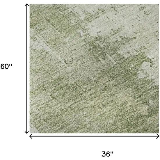 Sage And Ivory Abstract Washable Area Rug With UV Protection Photo 9