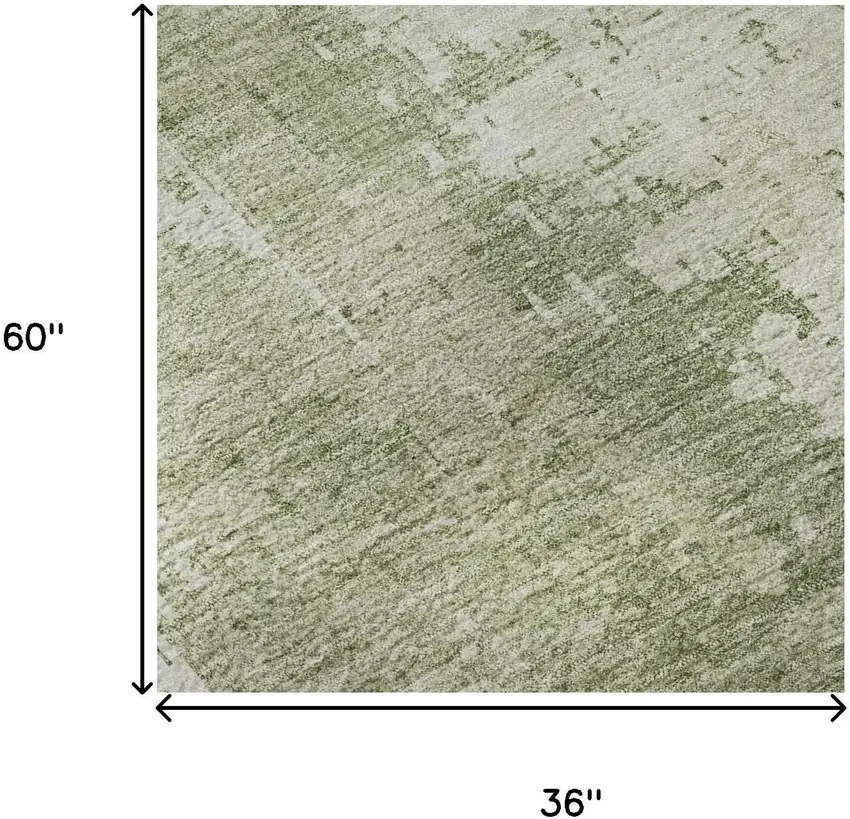 Sage And Ivory Abstract Washable Area Rug With UV Protection Photo 9