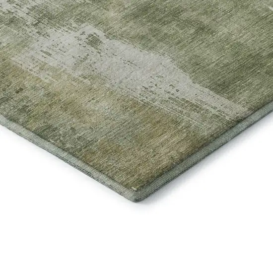 Sage And Ivory Abstract Washable Area Rug With UV Protection Photo 9