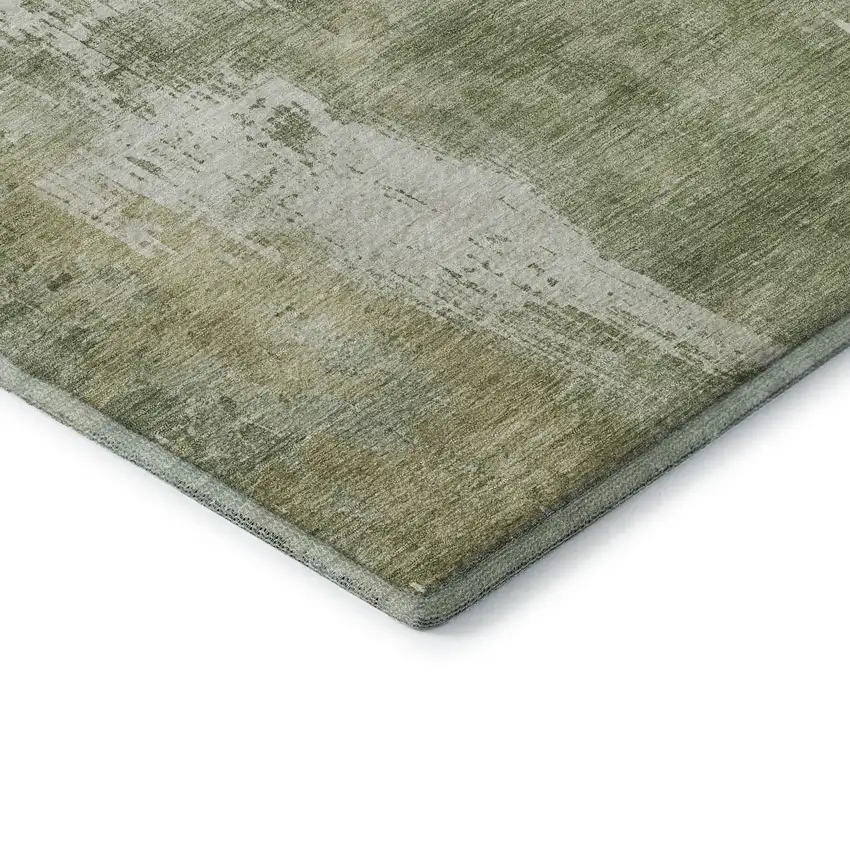 Sage And Ivory Abstract Washable Area Rug With UV Protection Photo 9