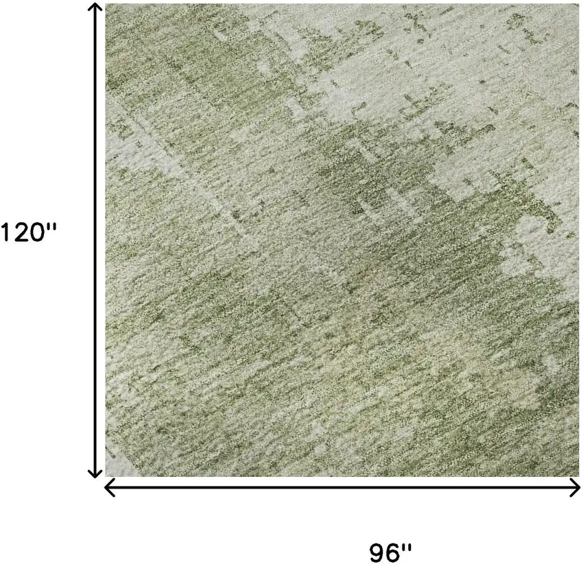 Sage And Ivory Abstract Washable Area Rug With UV Protection Photo 9