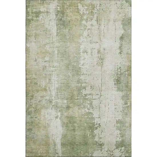 Sage And Ivory Abstract Washable Area Rug With UV Protection Photo 5