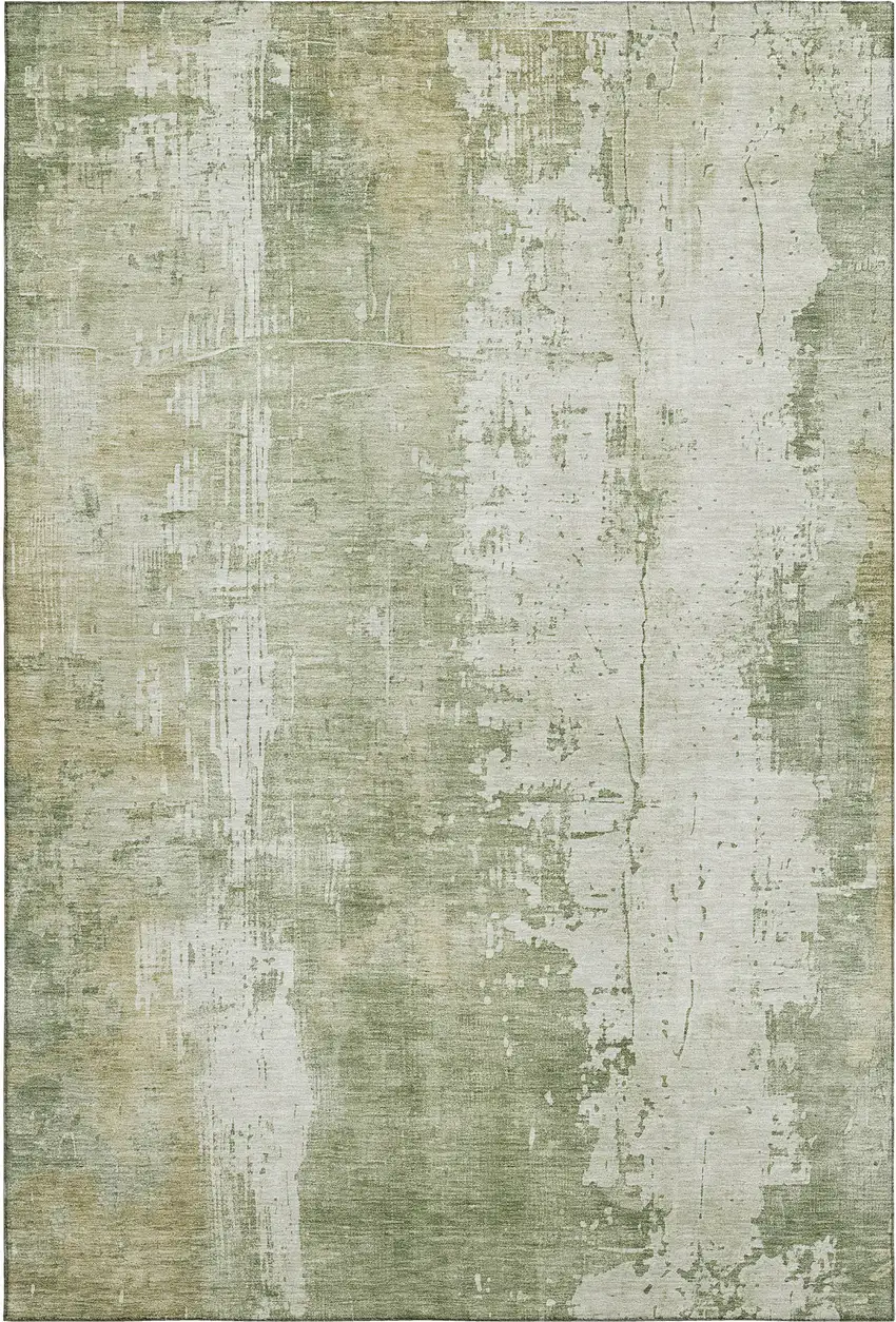 Sage And Ivory Abstract Washable Area Rug With UV Protection Photo 6