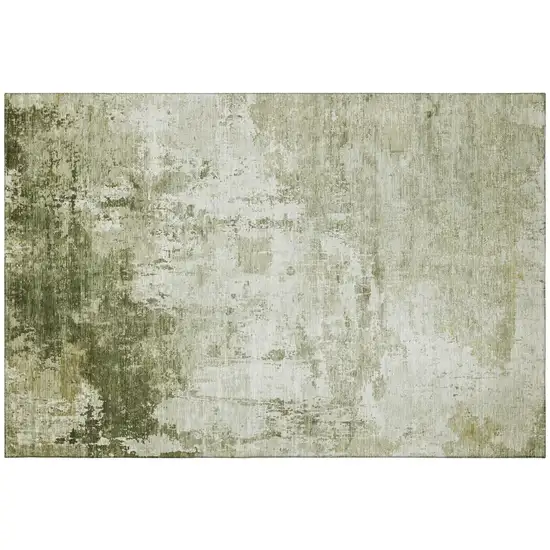 Sage And Ivory Abstract Washable Area Rug With UV Protection Photo 2
