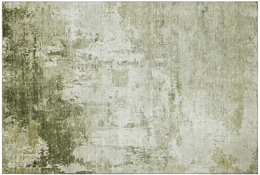 Sage And Ivory Abstract Washable Area Rug With UV Protection Photo 2