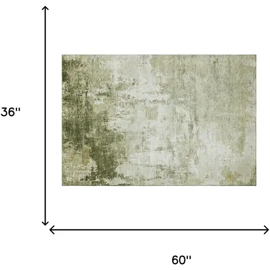 Sage And Ivory Abstract Washable Area Rug With UV Protection Photo 6