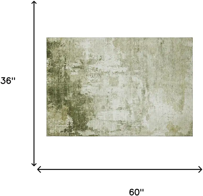 Sage And Ivory Abstract Washable Area Rug With UV Protection Photo 6