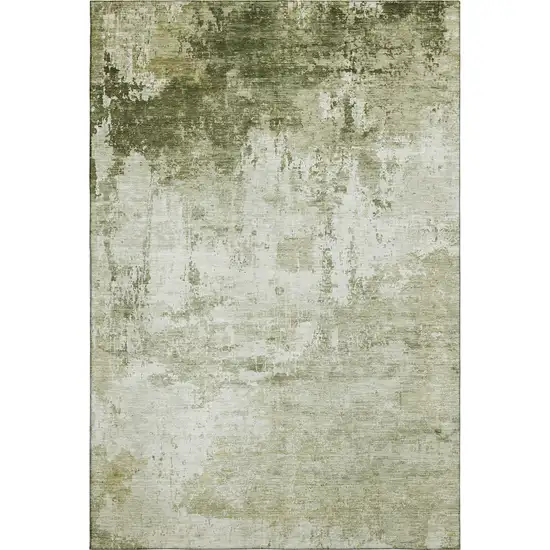 Sage And Ivory Abstract Washable Area Rug With UV Protection Photo 3