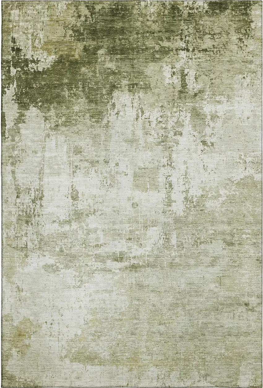 Sage And Ivory Abstract Washable Area Rug With UV Protection Photo 3
