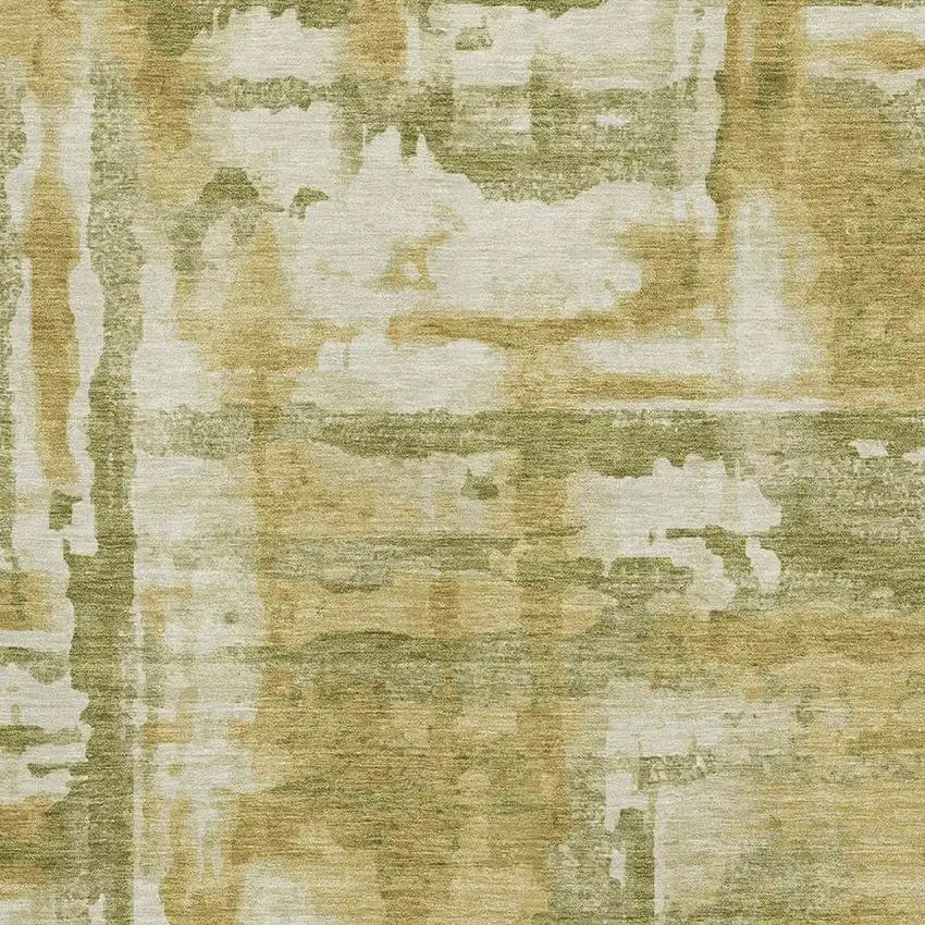 Sage And Ivory Abstract Washable Area Rug With UV Protection Photo 3