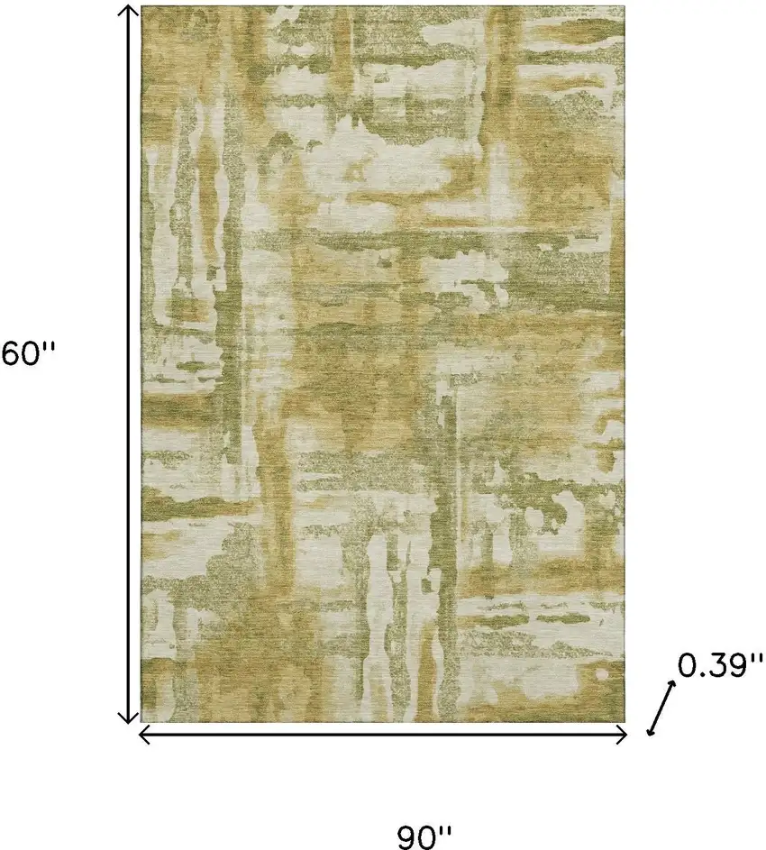 Sage And Ivory Abstract Washable Area Rug With UV Protection Photo 9