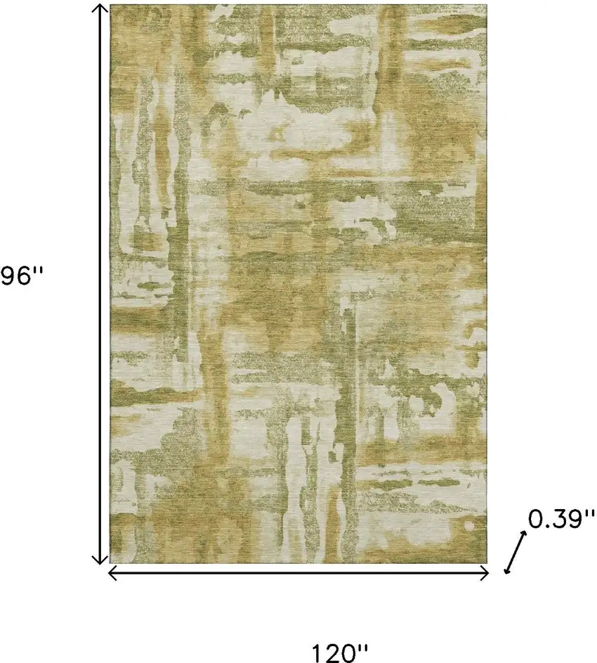 Sage And Ivory Abstract Washable Area Rug With UV Protection Photo 9