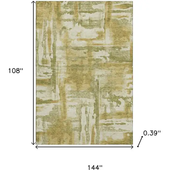 Sage And Ivory Abstract Washable Area Rug With UV Protection Photo 8