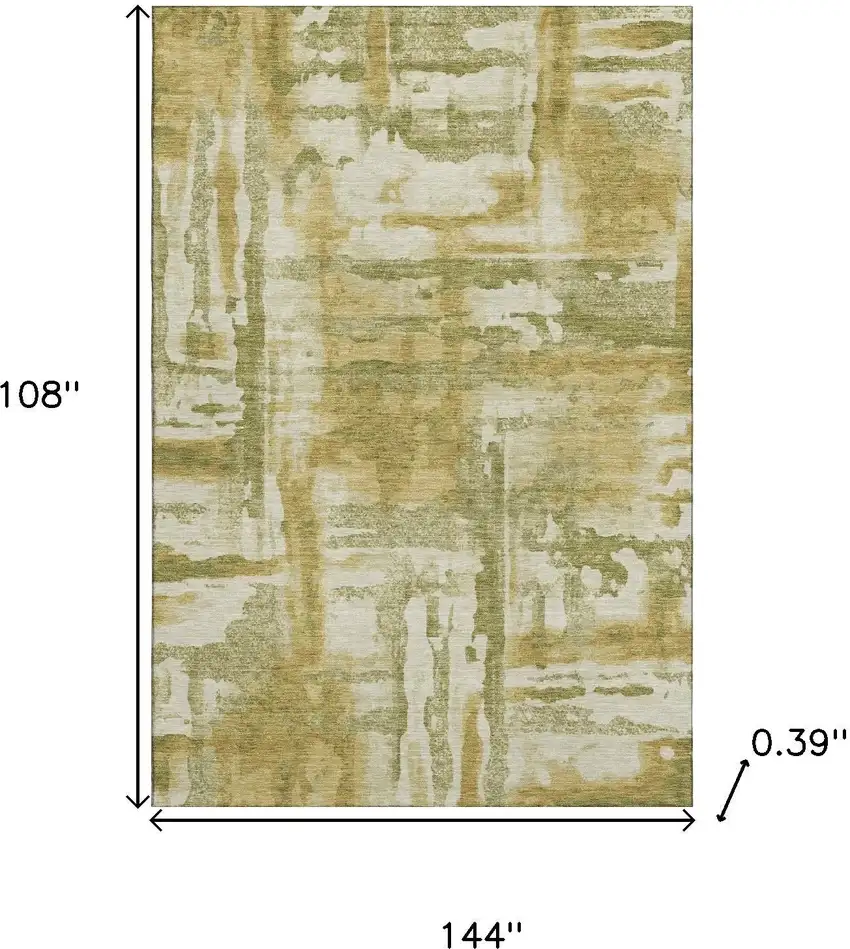 Sage And Ivory Abstract Washable Area Rug With UV Protection Photo 8