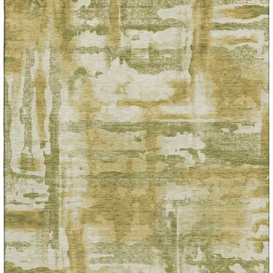 Sage And Ivory Abstract Washable Area Rug With UV Protection Photo 3