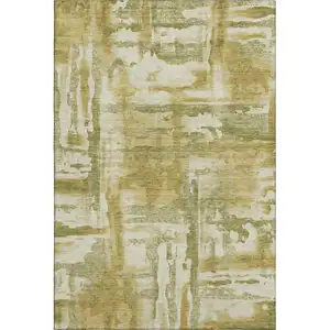 Photo of Sage And Ivory Abstract Washable Area Rug With UV Protection