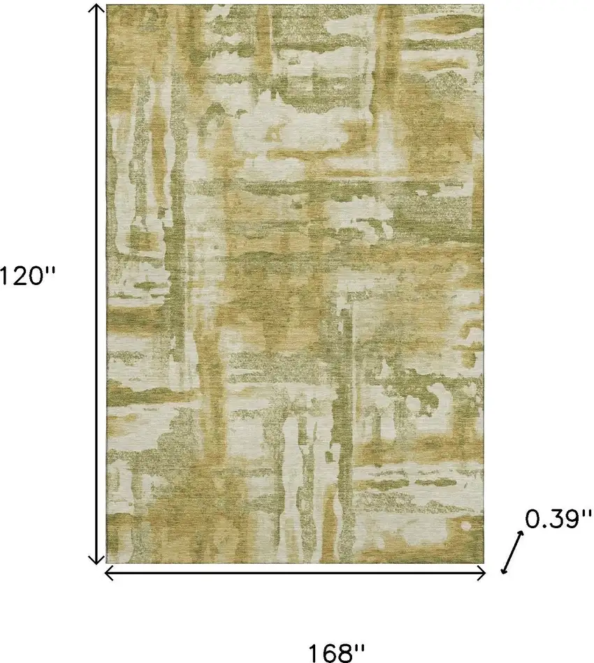 Sage And Ivory Abstract Washable Area Rug With UV Protection Photo 8