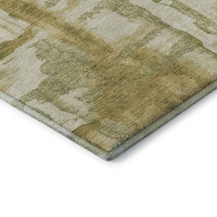 Sage And Ivory Abstract Washable Area Rug With UV Protection Photo 6