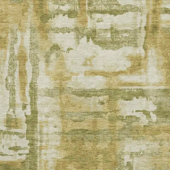 Sage And Ivory Abstract Washable Area Rug With UV Protection Photo 3