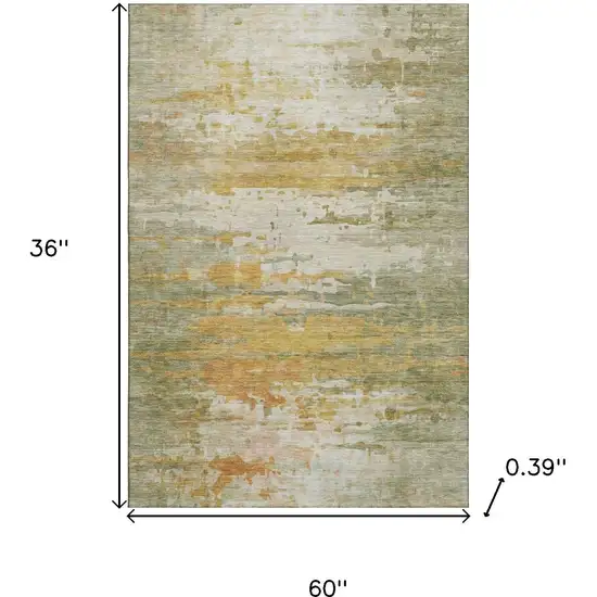 Sage And Ivory Abstract Washable Area Rug With UV Protection Photo 9