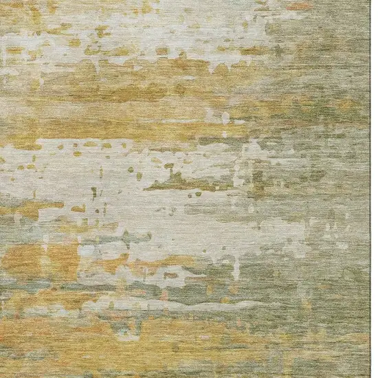 Sage And Ivory Abstract Washable Area Rug With UV Protection Photo 3