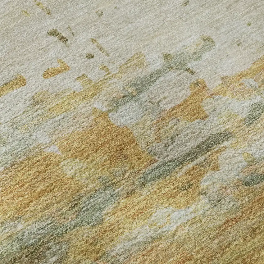 Sage And Ivory Abstract Washable Area Rug With UV Protection Photo 8