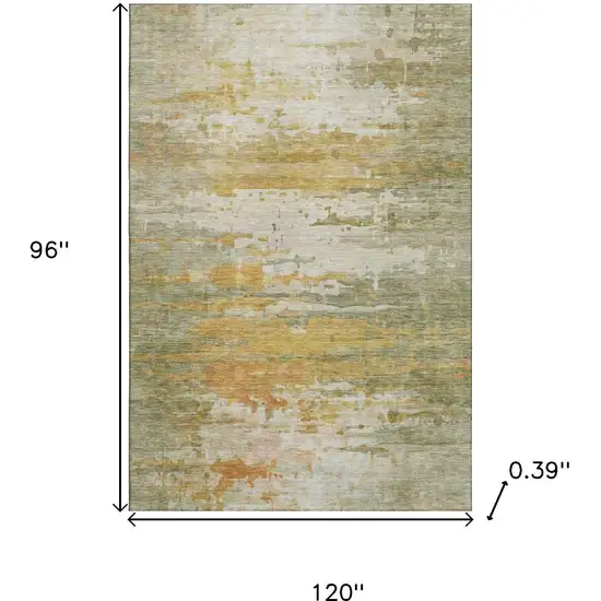 Sage And Ivory Abstract Washable Area Rug With UV Protection Photo 9