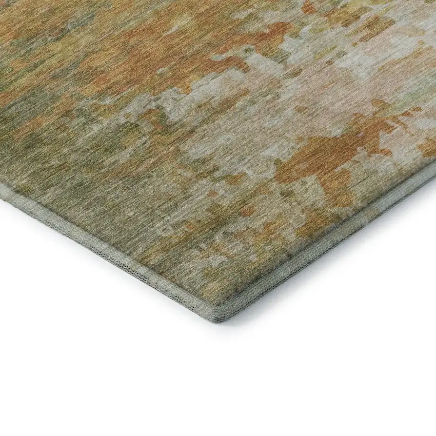 Sage And Ivory Abstract Washable Area Rug With UV Protection Photo 7