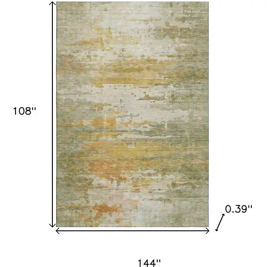 Sage And Ivory Abstract Washable Area Rug With UV Protection Photo 9