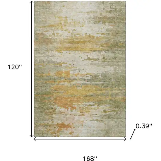 Sage And Ivory Abstract Washable Area Rug With UV Protection Photo 9