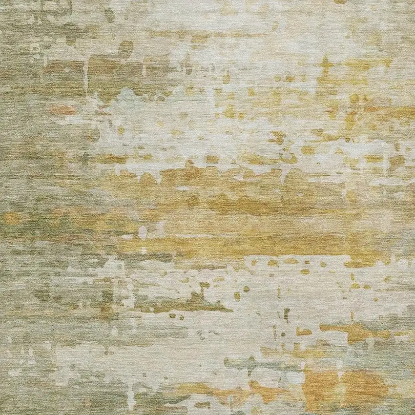 Sage And Ivory Abstract Washable Area Rug With UV Protection Photo 3