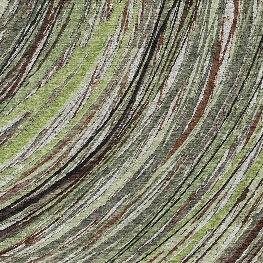 Sage And Ivory Abstract Washable Area Rug With UV Protection Photo 3