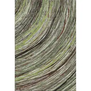 Photo of Sage And Ivory Abstract Washable Area Rug With UV Protection