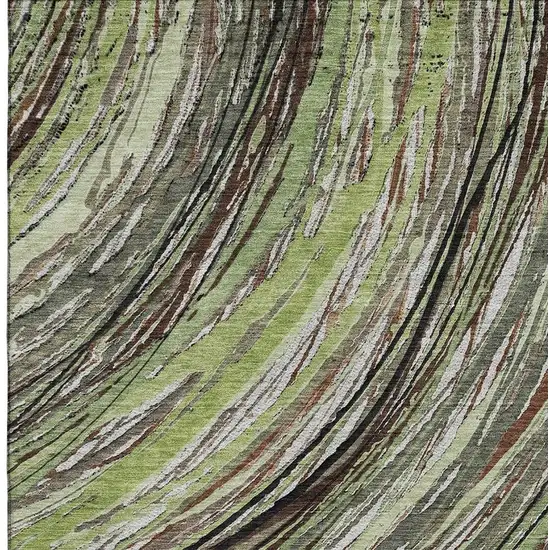 Sage And Ivory Abstract Washable Area Rug With UV Protection Photo 3