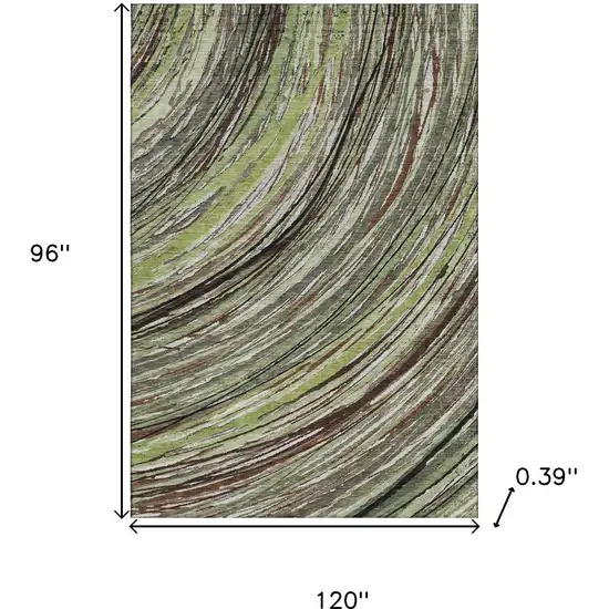 Sage And Ivory Abstract Washable Area Rug With UV Protection Photo 9
