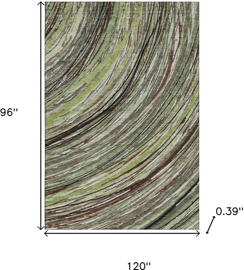 Sage And Ivory Abstract Washable Area Rug With UV Protection Photo 9