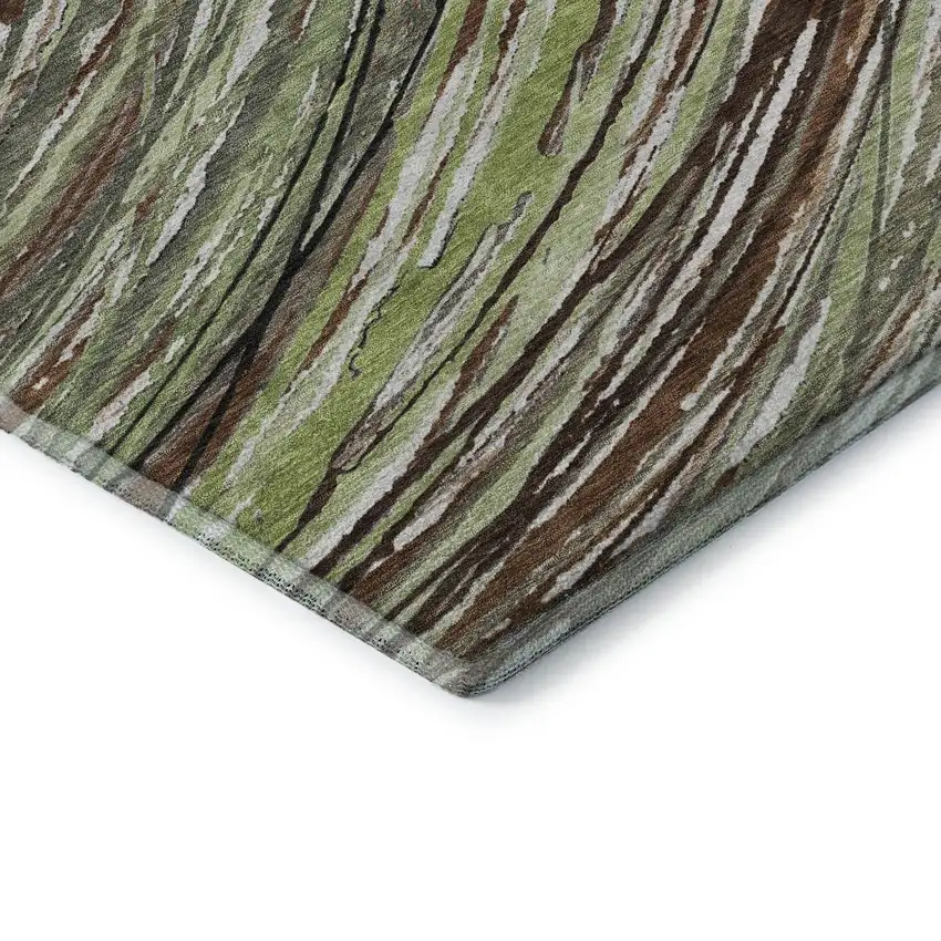 Sage And Ivory Abstract Washable Area Rug With UV Protection Photo 7