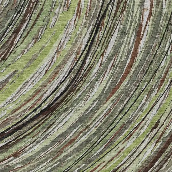 Sage And Ivory Abstract Washable Area Rug With UV Protection Photo 3